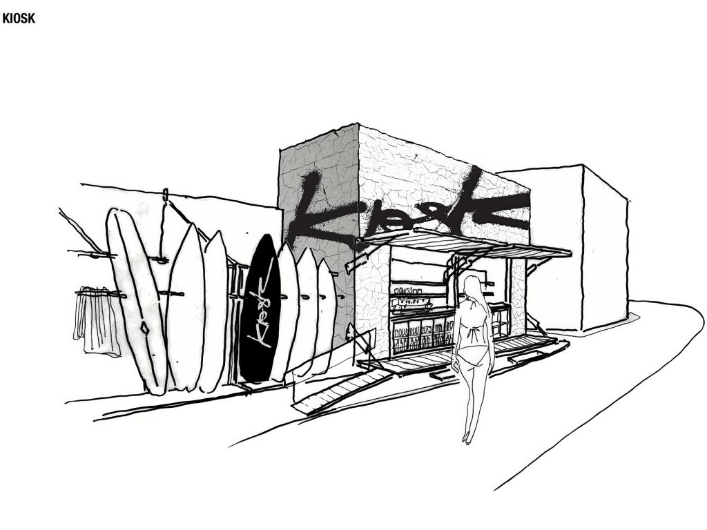 The Belongil Kiosk exterior illustration in Byron Bay