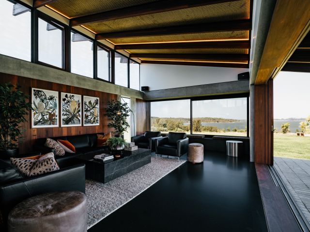 the interior of Somnium Bingie with water views