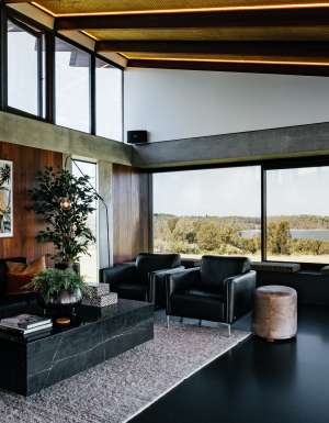 the interior of Somnium Bingie with water views