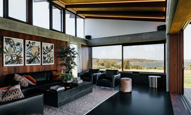 the interior of Somnium Bingie with water views