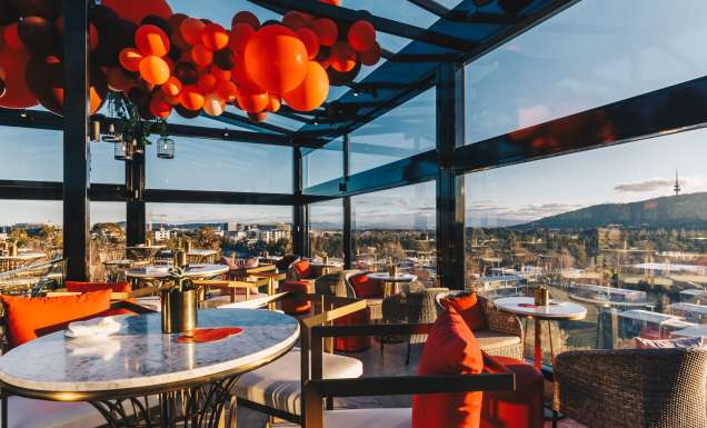 the rooftop bar at Howling Moon, Canberra