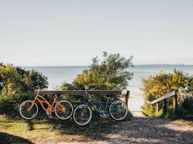 bicycles parked near the beach at Holiday Haven Huskisson Beach