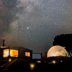 Astra cabin at night with the Milky Way