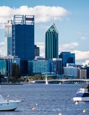 A view of Perth City from Matilda Bay