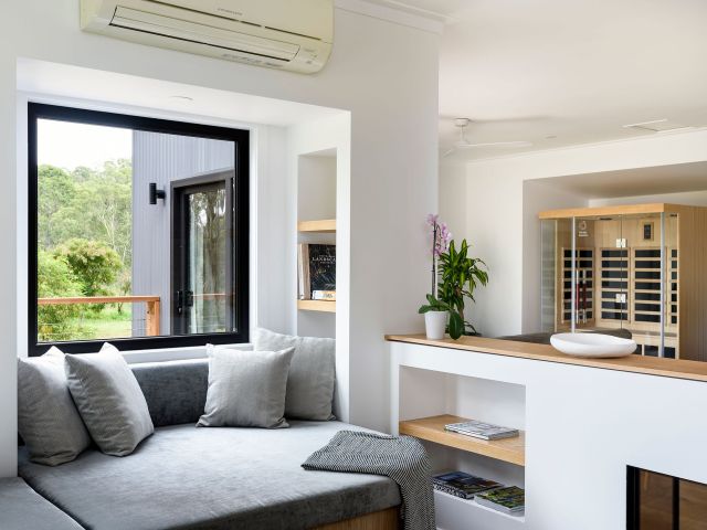 a cosy living room interior at Cedars Mount View Villa Lorea, Hunter Valley