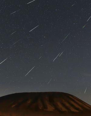 Geminid meteor shower 2018 over Ulanhada Volcano, Inner Mongolia, China