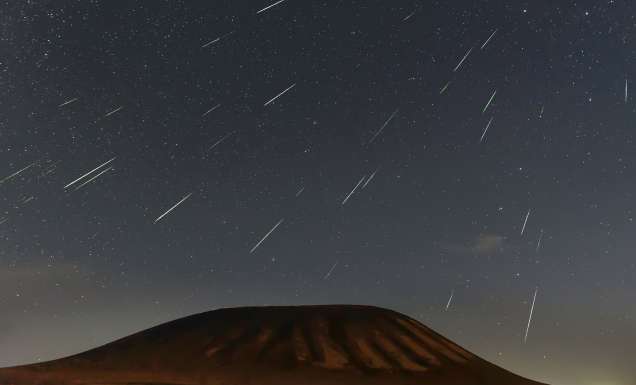 Geminid meteor shower 2018 over Ulanhada Volcano, Inner Mongolia, China