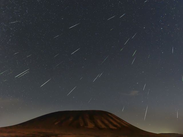 Geminid meteor shower 2018 over Ulanhada Volcano, Inner Mongolia, China