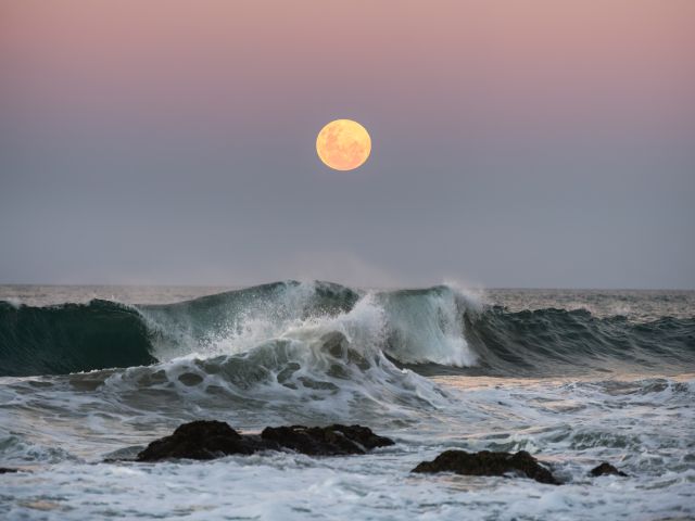 supermoon above ocean