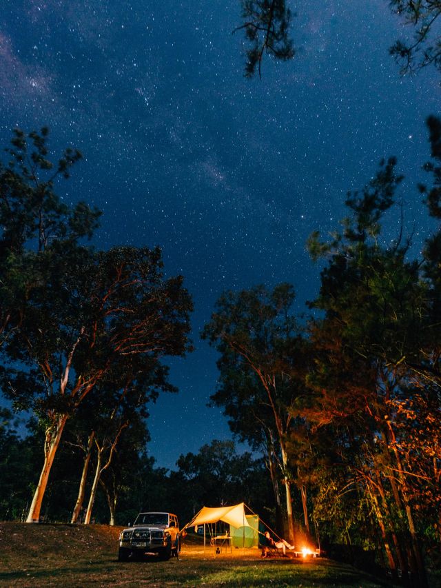 Hold It Flats campsite at night with stars