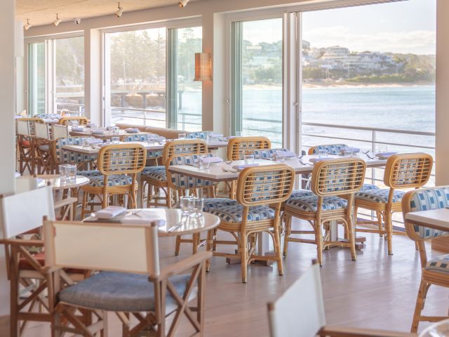 indoor seating with sea views at Terrigal Pavilion