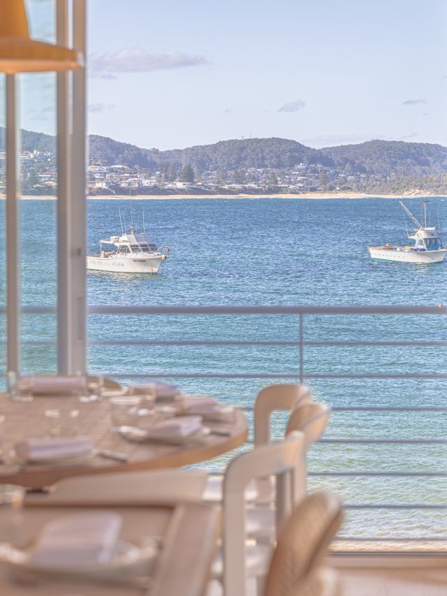 view of boats from The Pavilion restaurant