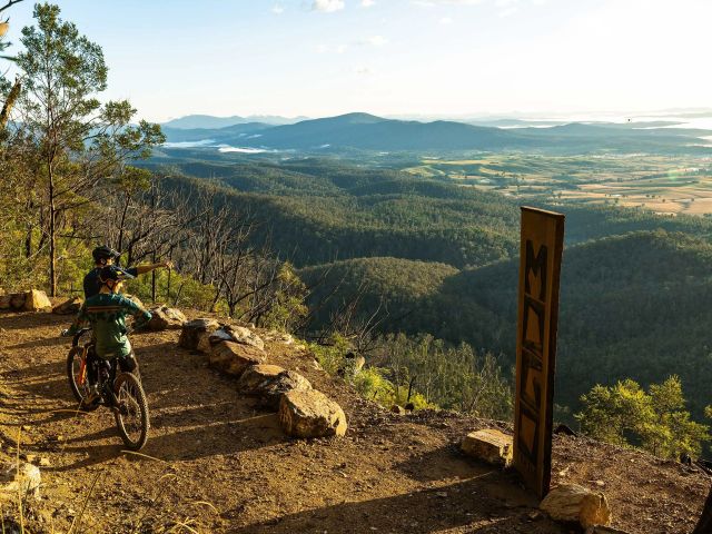 mountain bikers at the Mogo Trails in New South Wales