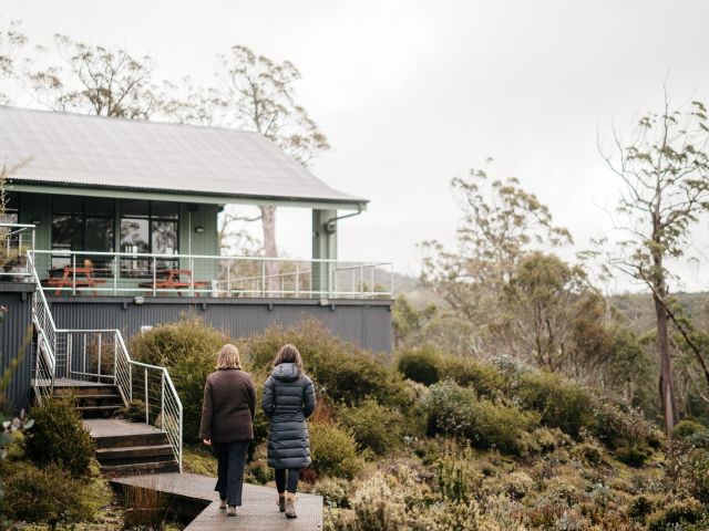 two women walking aorund Cradle Mountain Hotel NRMA Parks and Resorts