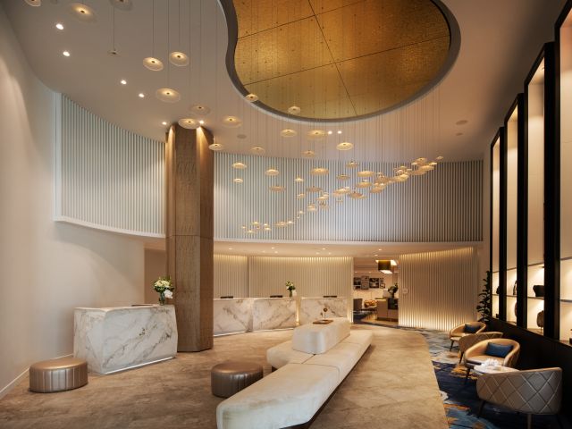 inside the lobby of Dorsett Gold Coast