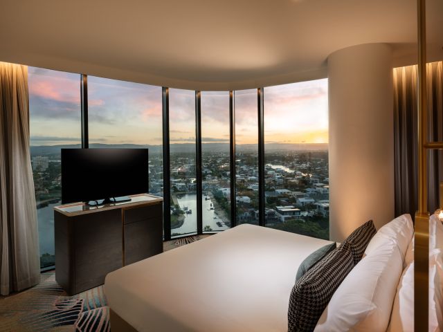 city views from the deluxe king room at Dorsett Gold Coast