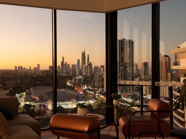 city views from the Executive Lounge at Dorsett Gold Coast