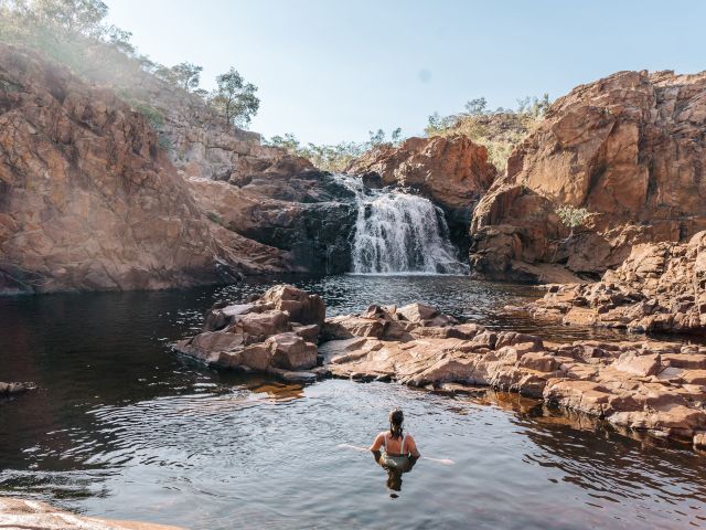 woman swimming in Leliyn (Edith Falls)