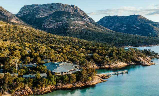 aerial of Freycinet Lodge NRMA Parks and Resorts