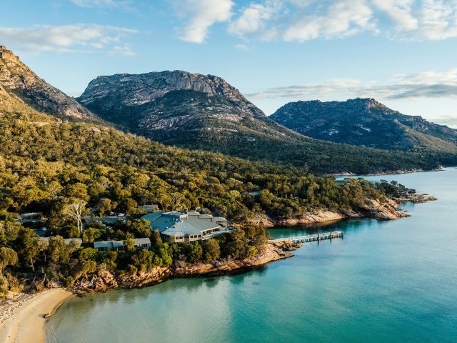 aerial of Freycinet Lodge NRMA Parks and Resorts