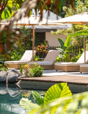 Pool and greenery at Nala Resort Mission Beach