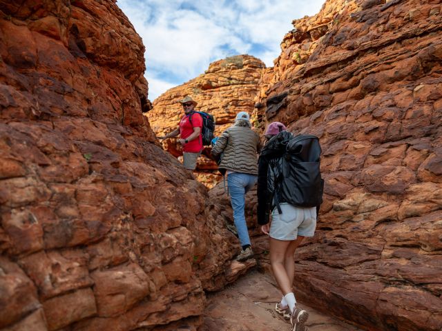 hikers walking through Priscilla’s Gap