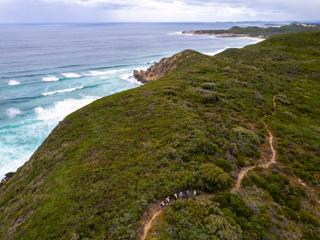 rugged coastal cliffs from above on Bibbulmun Track