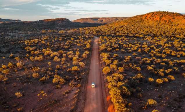 the desert scrub in the Red Centre from above