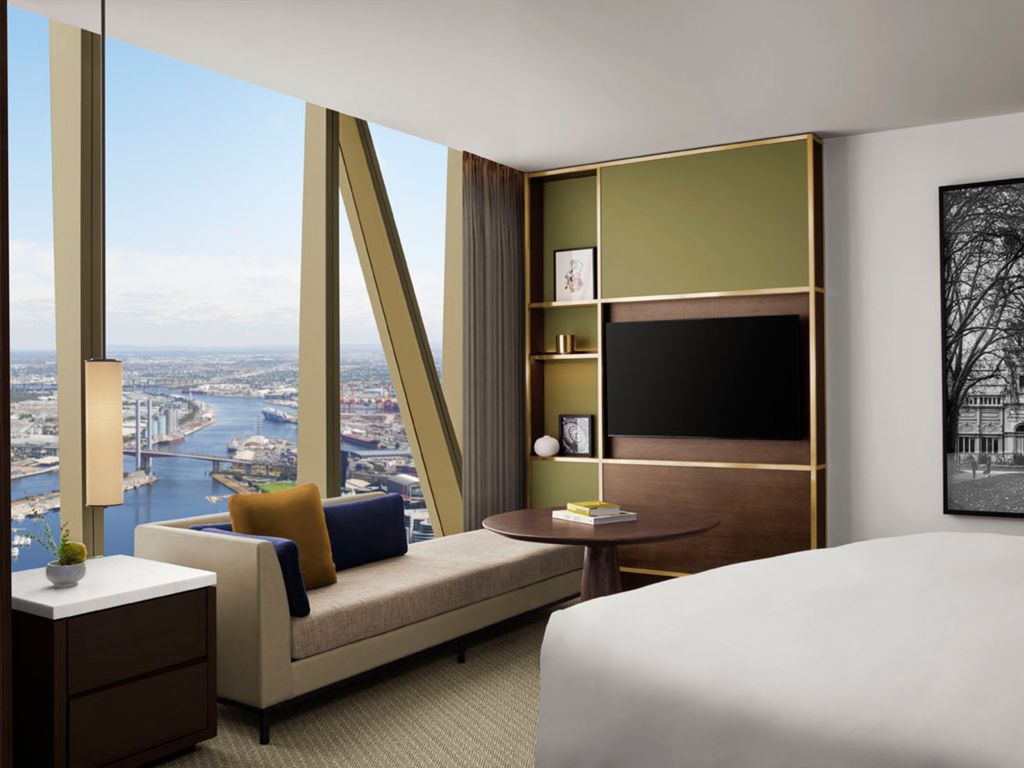 A modern room at The Ritz-Carlton, Melbourne