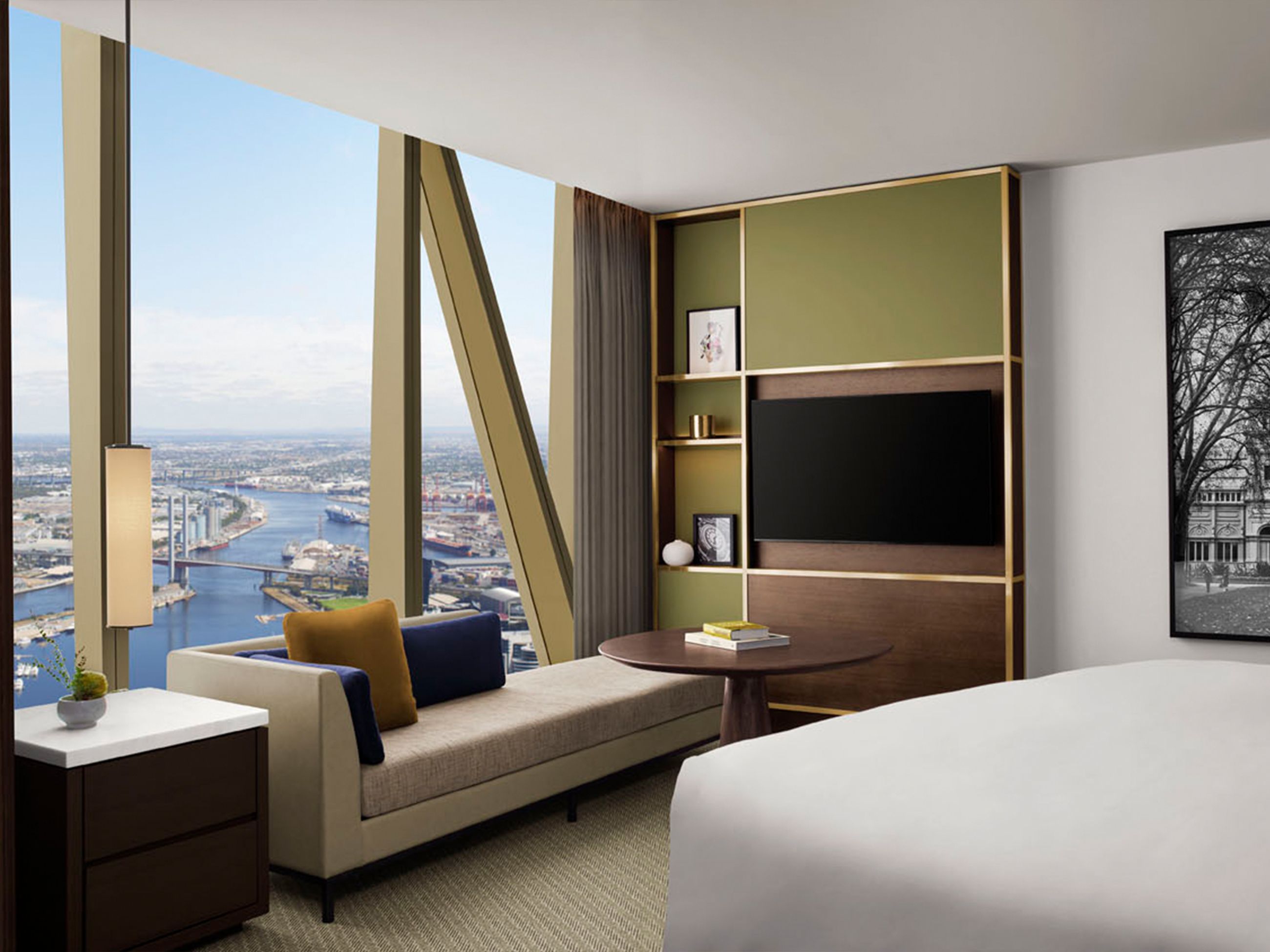 A modern room at The Ritz-Carlton, Melbourne