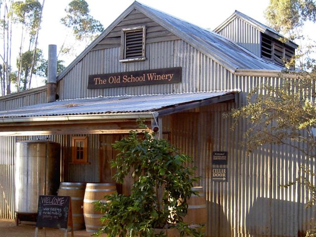 the cellar door exterior of The Old School Winery & Meadery, Womboota