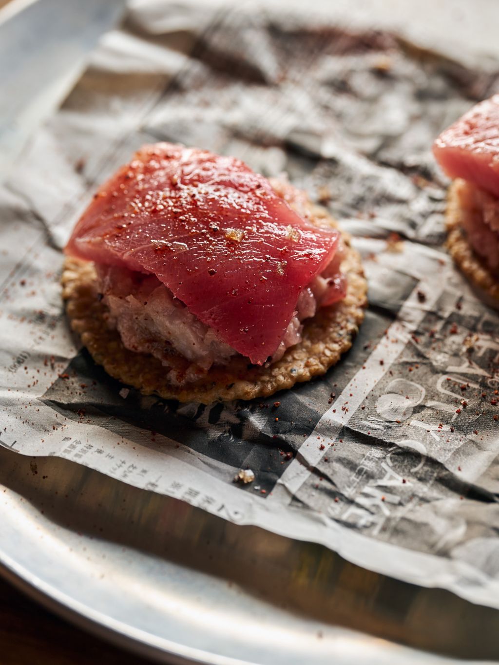 Froknacke and albacore served at Scholé