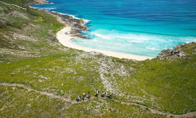 Hikers walking near Contos Beach, Margaret River