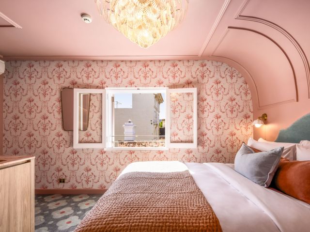 A pink room at Medusa Hotel