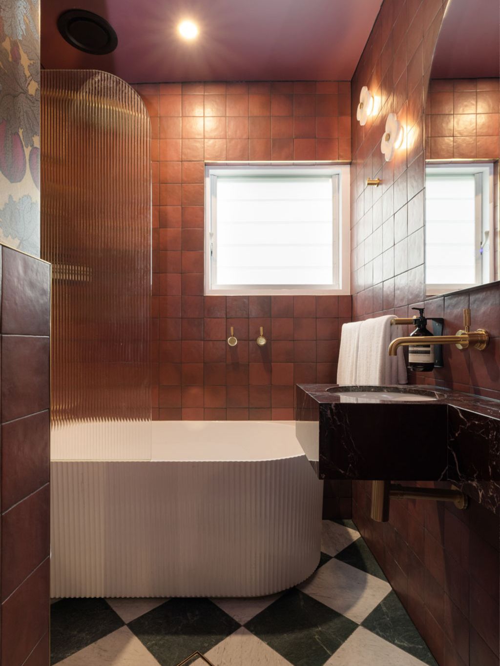A colourful bathroom at Medusa Hotel
