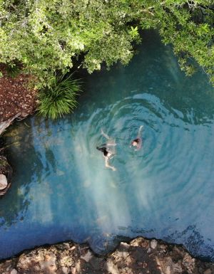 People swimming in Cardwell Spa Pools.