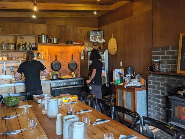 Dinner being prepared by the guides in the camp kitchen