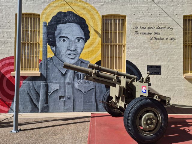 the Maryborough Mural Trail outside the military and colonial museum