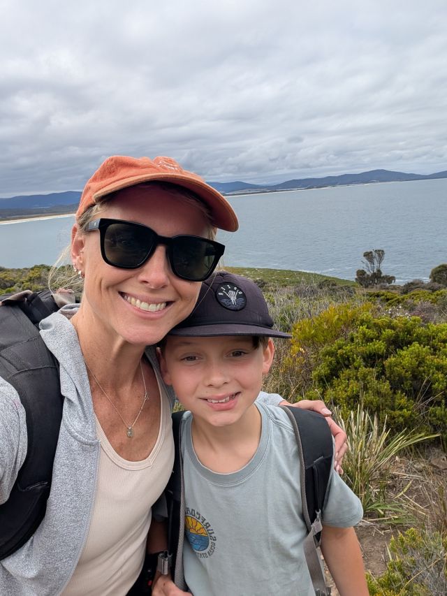 Megan and her son Lewis on the trails