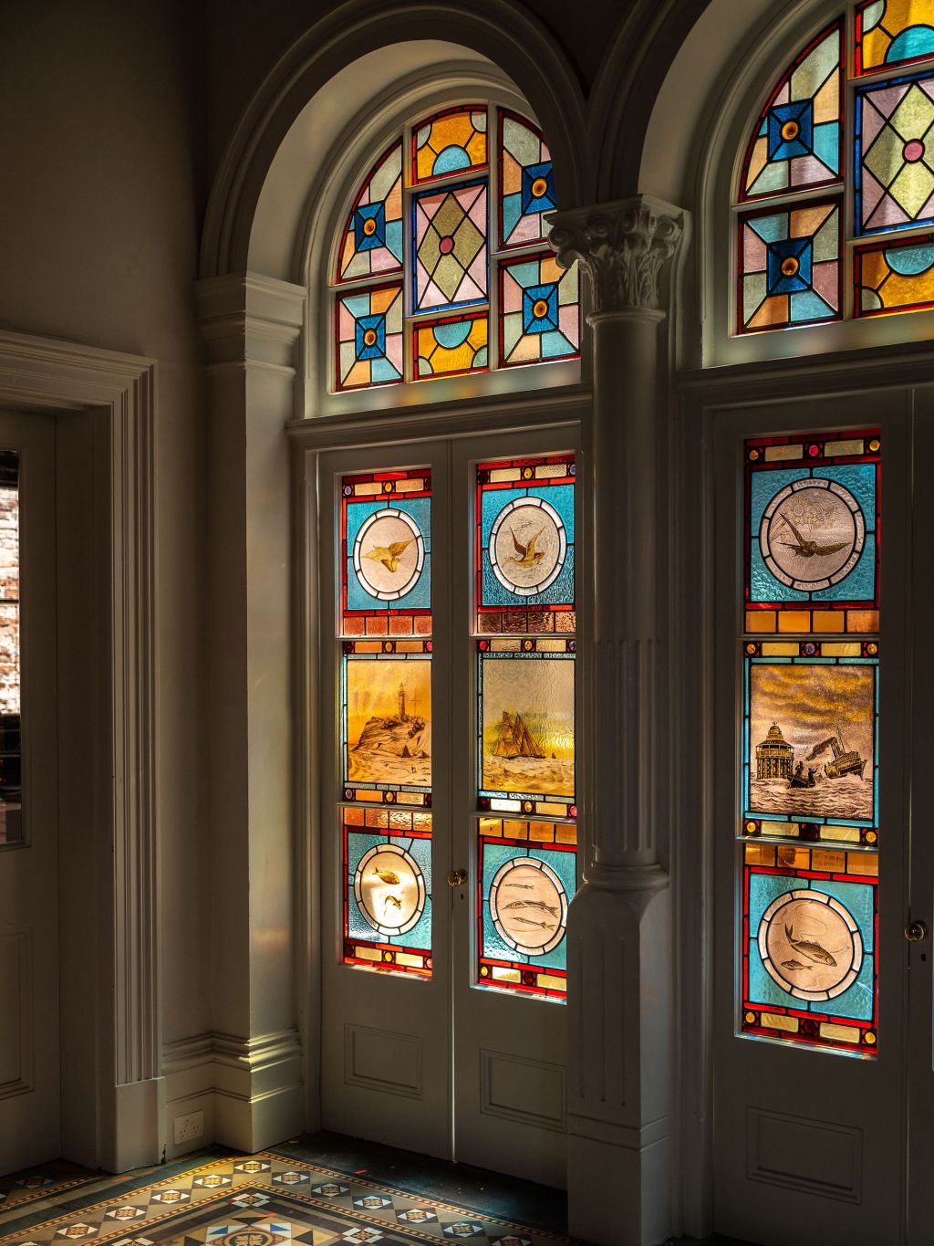 Iconic stain glass doorway at The Queenscliff Hotel in Victoria