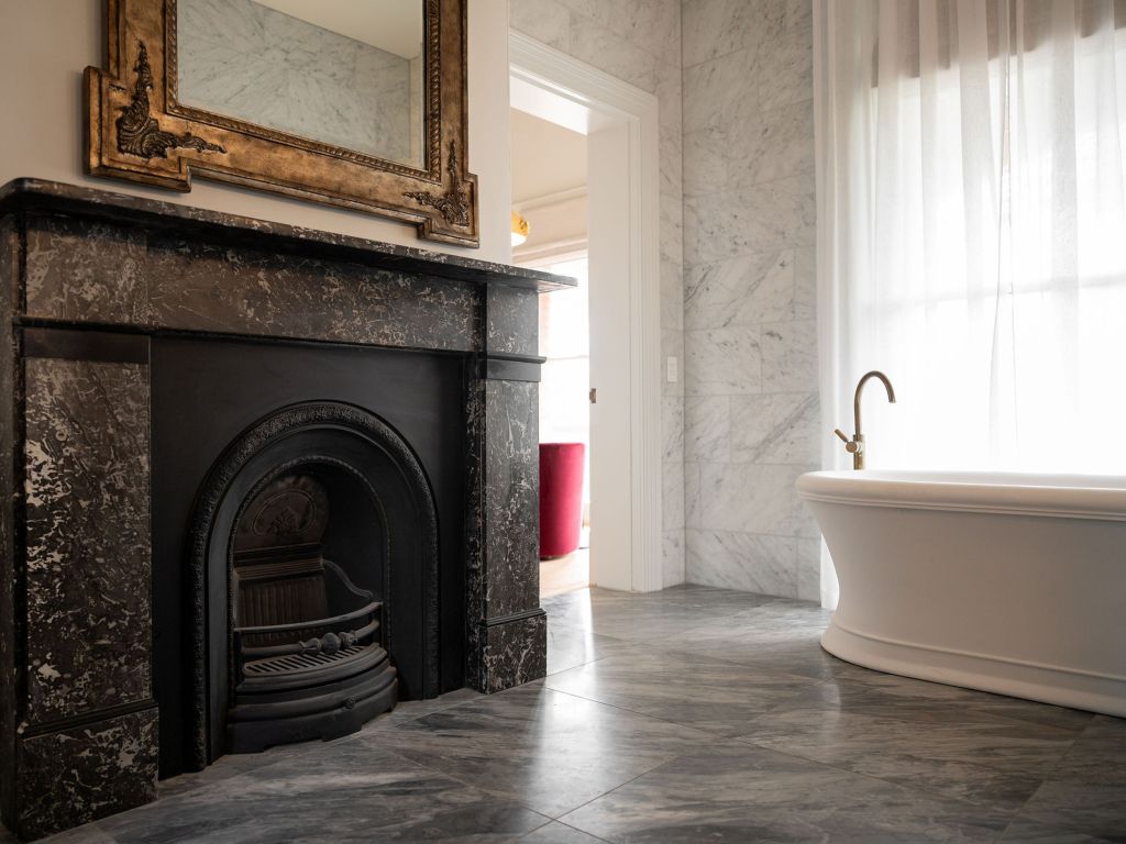 The Stone Pine Suite bathroom at The Queenscliff Hotel in Victoria