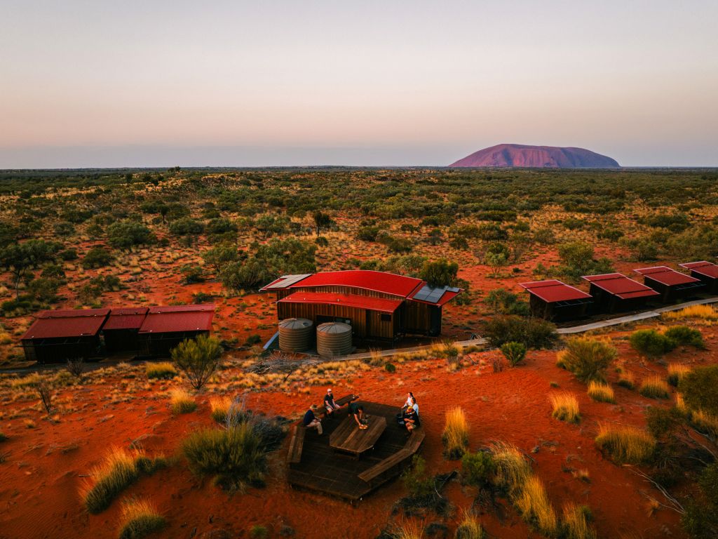 Aerial shot of Uluṟu-Kata Tjuṯa Signature Walk private lodges