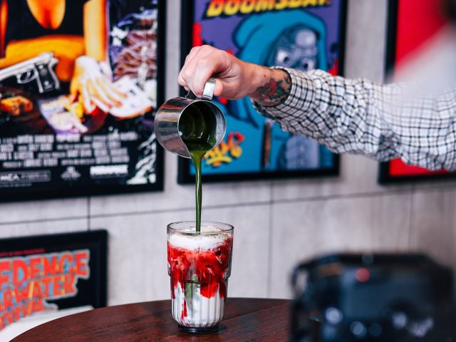 strawberry matcha latte at Uncle Earl’s, Wollongong