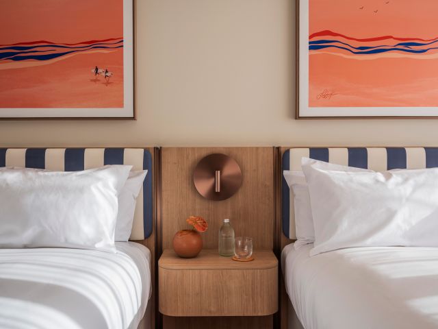 Inside the room with twin beds at Avani Mooloolaba Beach Hotel