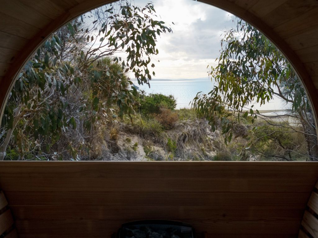 the view from Dunalley Bay Sauna