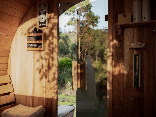 the Finnish-style Dunalley Bay Sauna