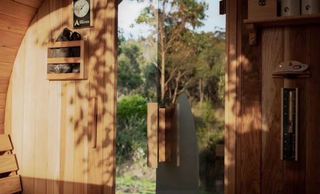 the Finnish-style Dunalley Bay Sauna