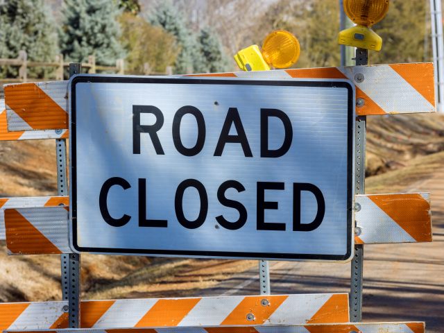 Road closed sign