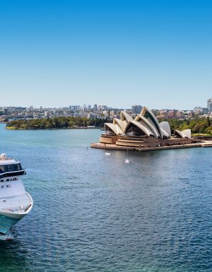 The Norwegian Spirit with stunning views of the Sydney Opera House.