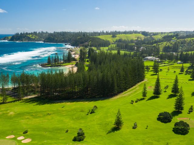 Aerial shot of Norfolk Island golf course